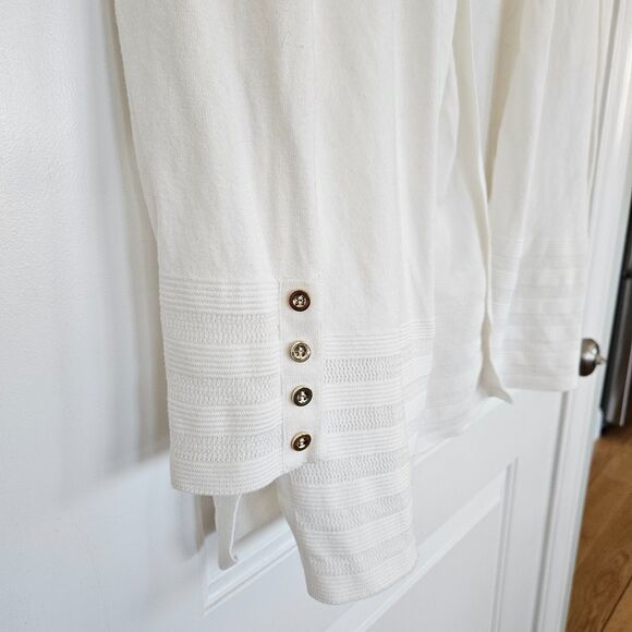 Charter Club Cream Cardigan Decorative hemline, Size‎ M, Rayon/nylon blend - Picture 4 of 8